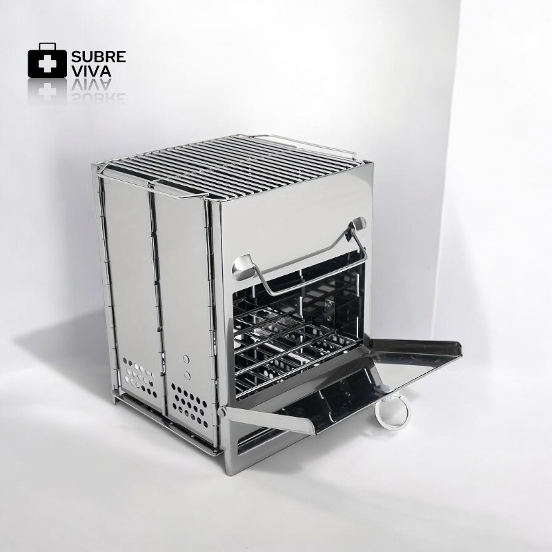 Fogareiro Dobrável Inox com Bolsa